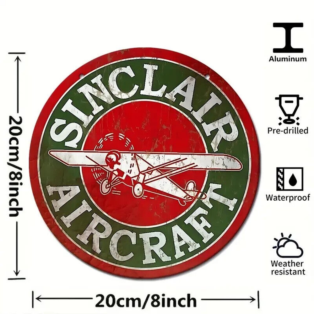 Sinclair Aircraft Novelty 8" Metal Circular Sign NEW! Home & Garden:Home Décor:Plaques & Signs Style Your Walls